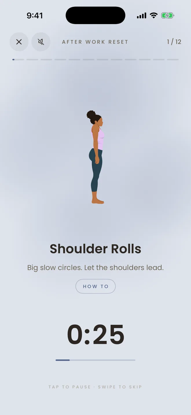 The player: one movement, one cue, and the timer